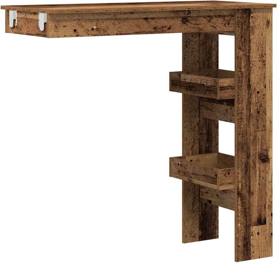The Living Store Bartafel wandgemonteerd 102x45x103 5 cm bewerkt hout oud hout Bartafel Wandmontage Houten Bartafel Vintage Bartafel Design Bartafel