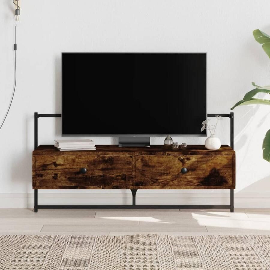 The Living Store Tv-meubel wandgemonteerd 100 5x30x51 cm hout gerookt eikenkleur TV Kast Wandmontage Houten TV Kast Bruin TV Kast Modern TV Kast