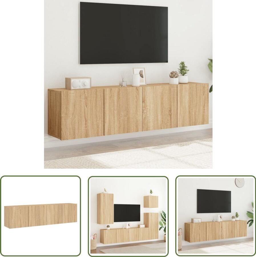 VidaXL Wandmontage Tv Meubel Tv-meubels 2 st wandgemonteerd 80x30x41 cm sonoma eikenkleurig Houten Tv Kast Sonoma Eiken Salontafel