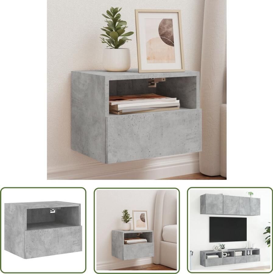 The Living Store Tv-wandmeubel 40x30x30 cm bewerkt hout betongrijs Tv-wandmeubel Tv-wandmeubels Zwevend Tv-wandmeubel Media-wandmeubel