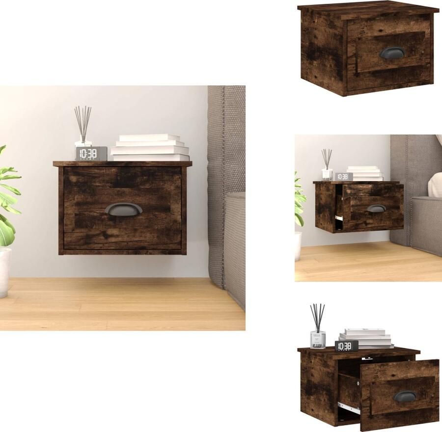 VidaXL Wandnachtkastje Wandnachtkastjes Nachtkastje Wandgemonteerd Nachtkastje wandgemonteerd 41 5x36x28 cm gerookt eikenkleurig