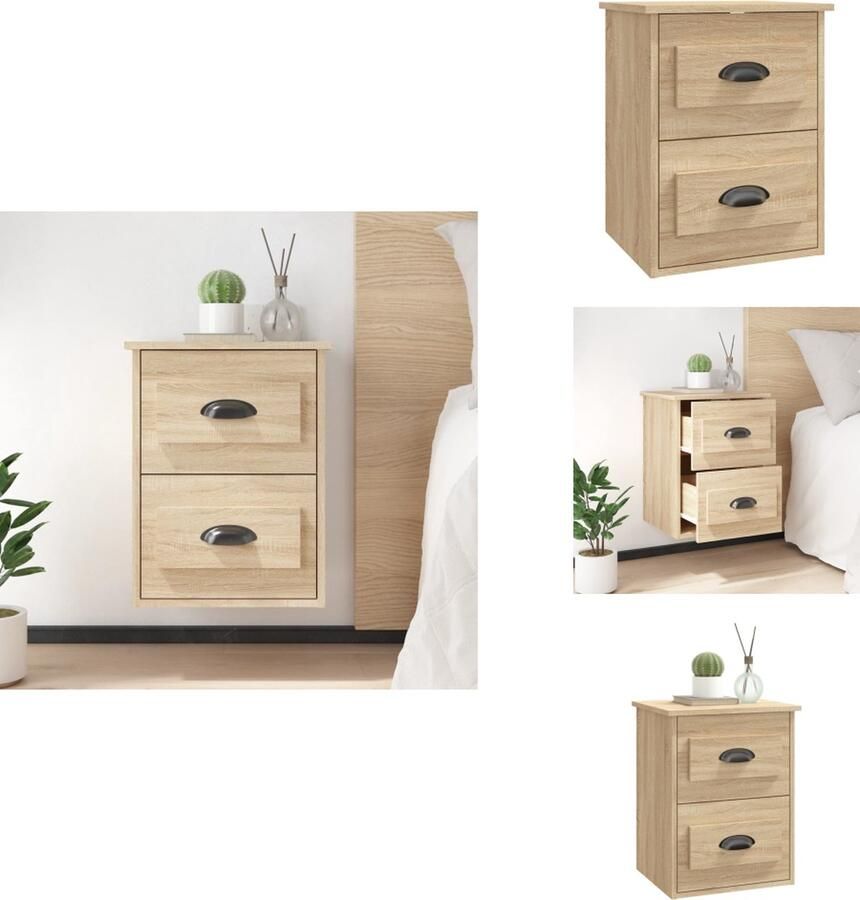 VidaXL Wandnachtkastje Wandnachtkastjes Nachtkastje Wandgemonteerd Nachtkastje wandgemonteerd 41 5x36x53 cm sonoma eikenkleurig