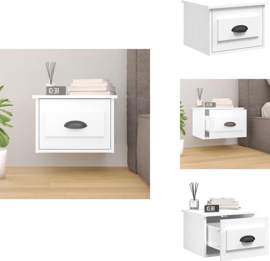 VidaXL Wandnachtkastje Wandnachtkastjes Nachtkastje Wandgemonteerd Nachtkastje wandgemonteerd 41 5x36x28 cm wit