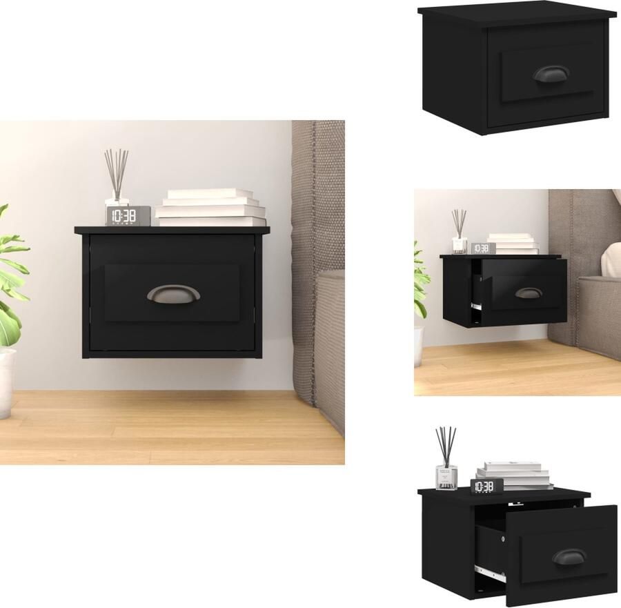 VidaXL Wandnachtkastje Wandnachtkastjes Nachtkastje Wandgemonteerd Nachtkastje wandgemonteerd 41 5x36x28 cm zwart