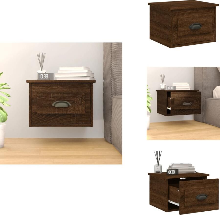 VidaXL Wandnachtkastje Wandnachtkastjes Nachtkastje Wandgemonteerd Nachtkastje wandgemonteerd 41 5x36x28 cm bruin eikenkleurig