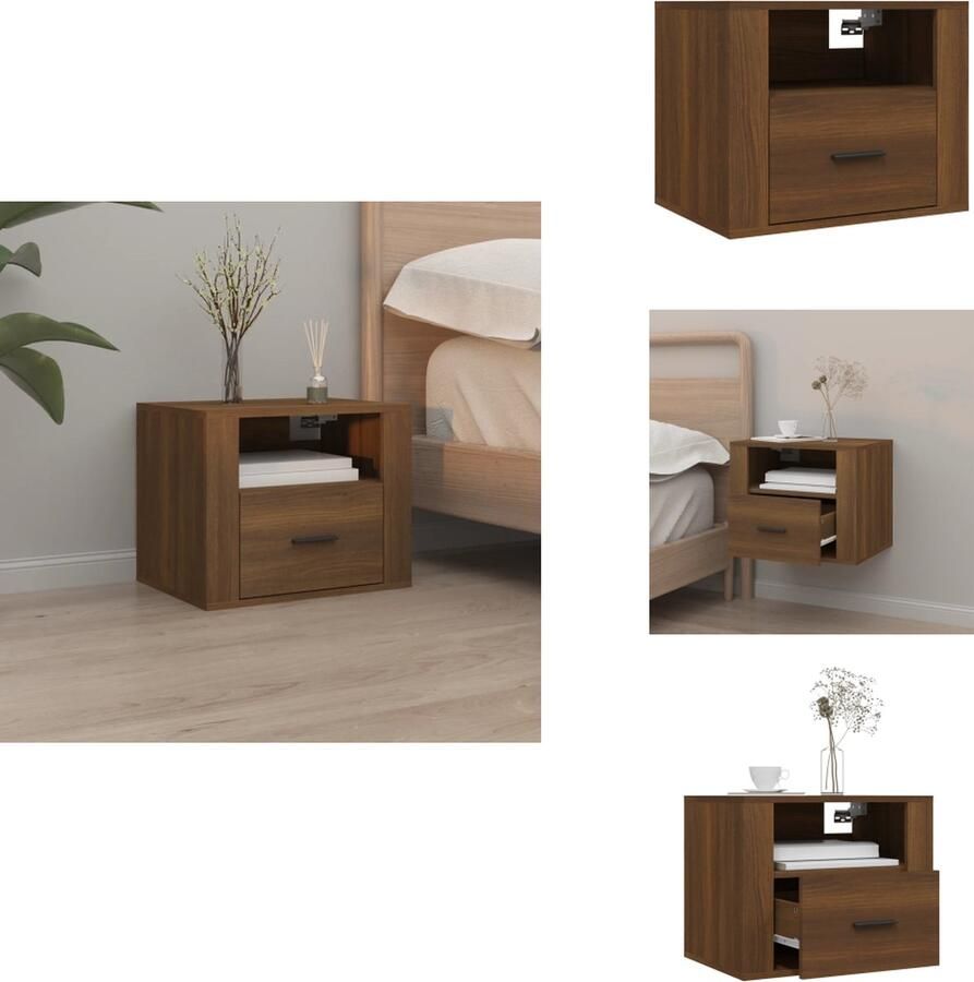 VidaXL Wandnachtkastje Wandnachtkastjes Wandgemonteerd Nachtkastje Wandgemonteerd Bedkastje Nachtkastje wandgemonteerd 50x36x40 cm bruineikenkleurig