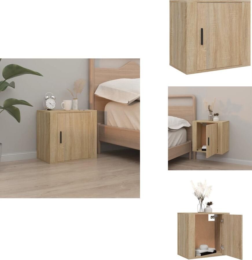 VidaXL Wandnachtkastje Wandnachtkastjes Wandgemonteerd Nachtkastje Wandgemonteerd Bedkastje Nachtkastje wandgemonteerd 50x30x47 cm sonoma eikenkleurig