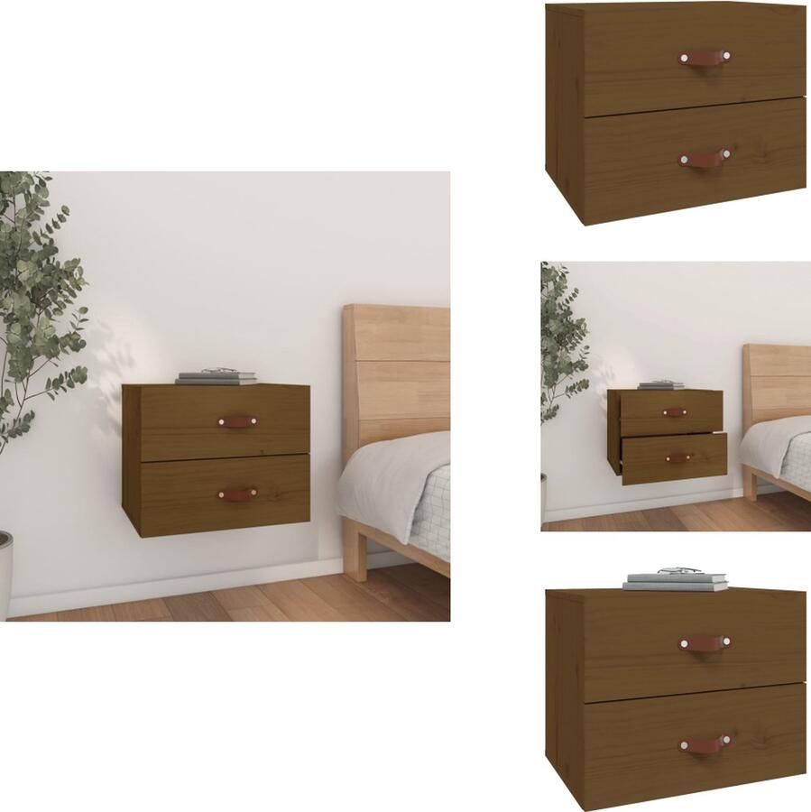 VidaXL Wandnachtkastje Wandnachtkastjes Wandgemonteerd Nachtkastje Wandgemonteerd Bedkastje Nachtkastje wandgemonteerd 50x36x40 cm honingbruin