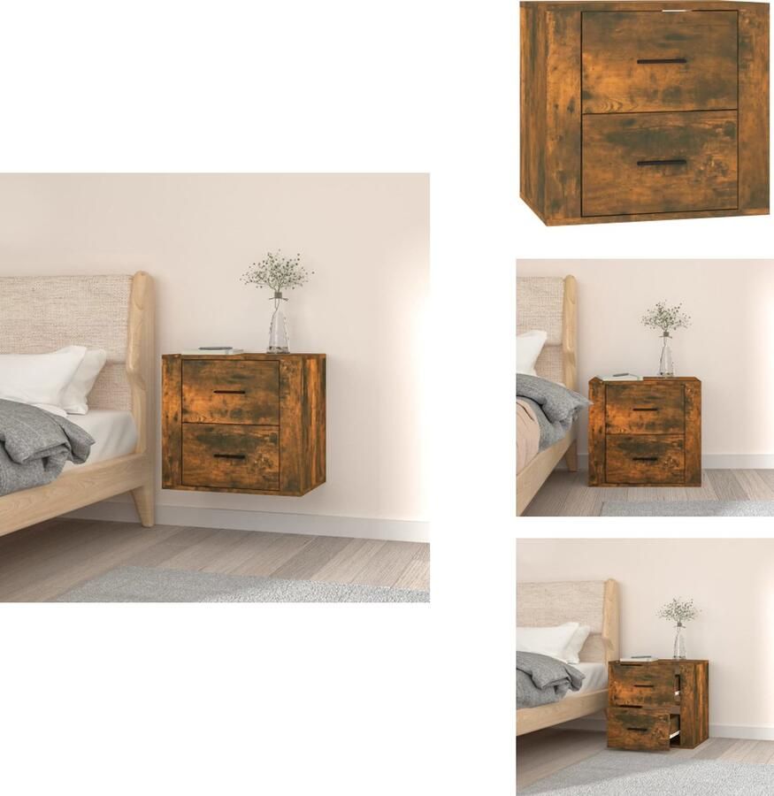 VidaXL Wandnachtkastje Wandnachtkastjes Wandgemonteerd Nachtkastje Wandgemonteerd Bedkastje Nachtkastje wandgemonteerd 50x36x47 cm gerookt eikenkleurig