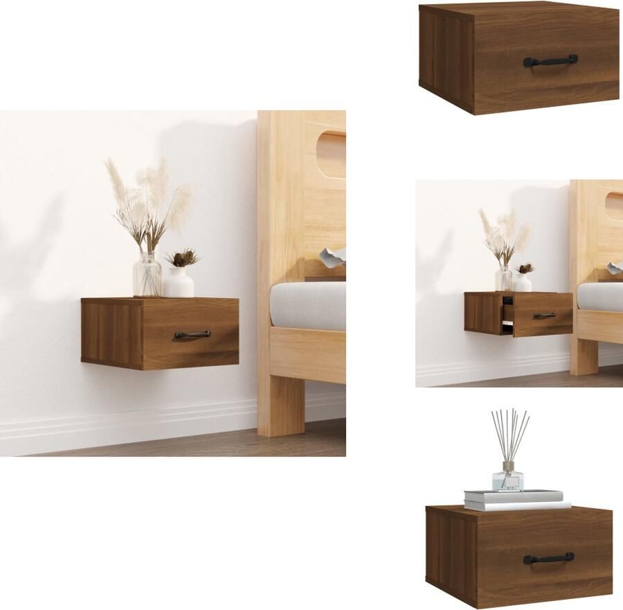 VidaXL Wandnachtkastje Wandnachtkastjes Wandgemonteerd Nachtkastje Wandgemonteerd Bedkastje Nachtkastje wandgemonteerd 35x35x20 cm bruineikenkleurig