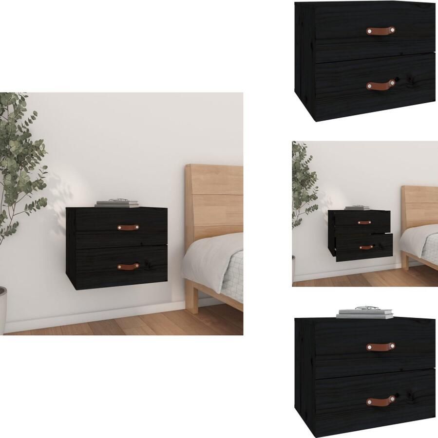 VidaXL Wandnachtkastje Wandnachtkastjes Wandgemonteerd Nachtkastje Wandgemonteerd Bedkastje Nachtkastje wandgemonteerd 50x36x40 cm zwart