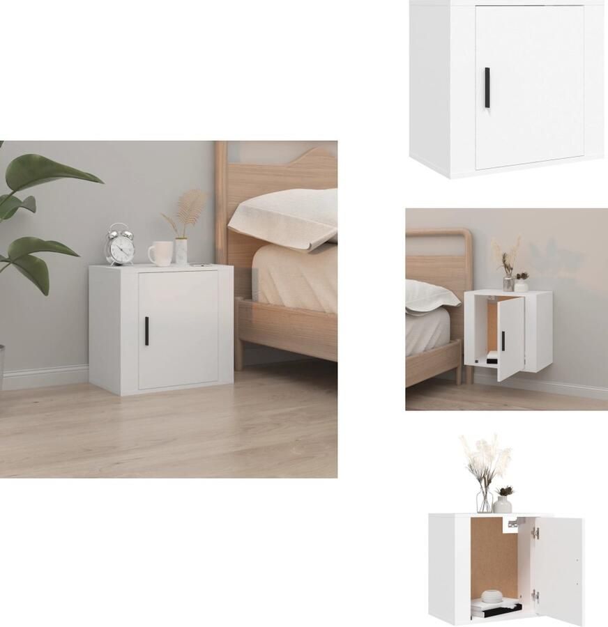 VidaXL Wandnachtkastje Wandnachtkastjes Wandgemonteerd Nachtkastje Wandgemonteerd Bedkastje Nachtkastje wandgemonteerd 50x30x47 cm wit