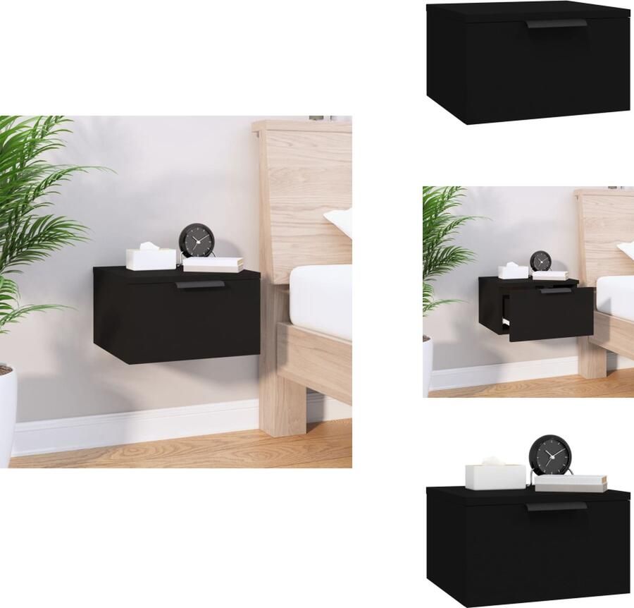 VidaXL Wandnachtkastje Wandnachtkastjes Wandgemonteerd Nachtkastje Wandgemonteerd Bedkastje Nachtkastje wandgemonteerd 34x30x20 cm zwart