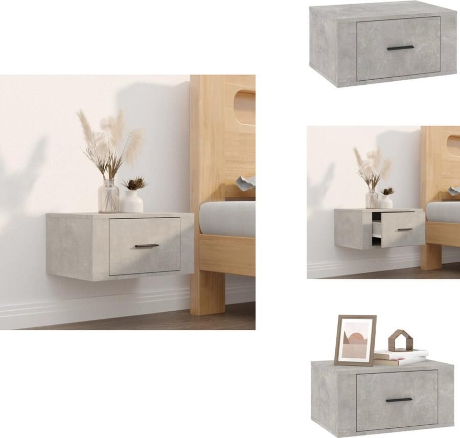 VidaXL Wandnachtkastje Wandnachtkastjes Wandgemonteerd Nachtkastje Wandgemonteerd Bedkastje Nachtkastje wandgemonteerd 50x36x25 cm betongrijs