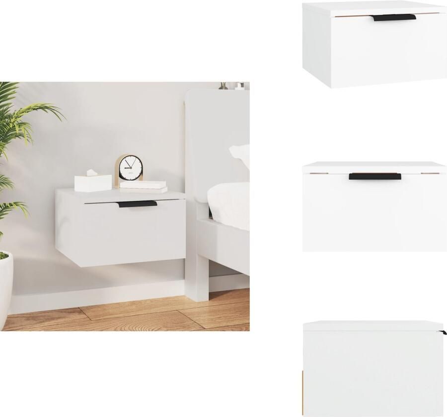 VidaXL Wandnachtkastje Wandnachtkastjes Wandgemonteerd Nachtkastje Wandgemonteerd Bedkastje Nachtkastje wandgemonteerd 34x30x20 cm wit