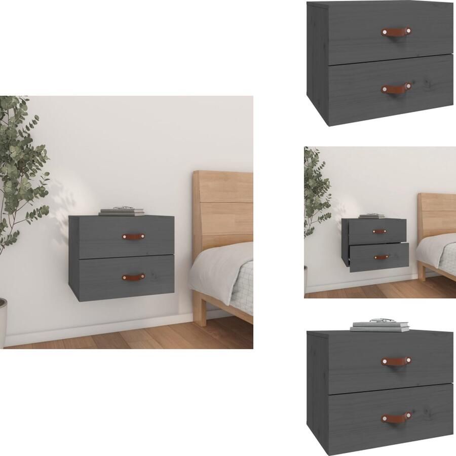 VidaXL Wandnachtkastje Wandnachtkastjes Wandgemonteerd Nachtkastje Wandgemonteerd Bedkastje Nachtkastje wandgemonteerd 50x36x40 cm grijs