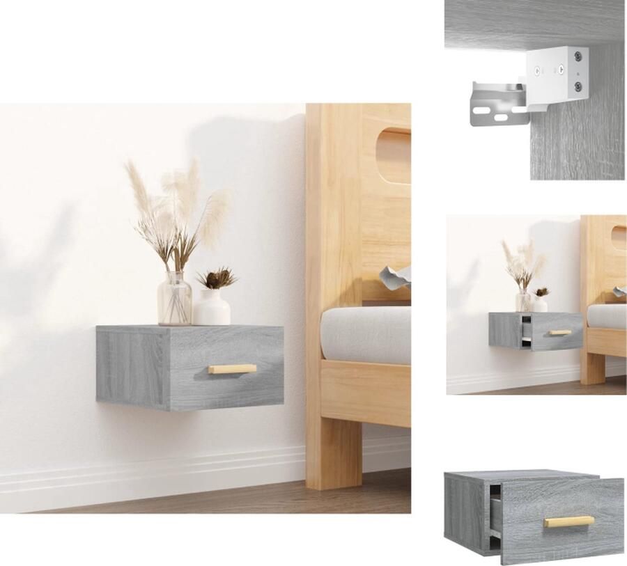 VidaXL Wandnachtkastje Wandnachtkastjes Wandgemonteerd Nachtkastje Wandgemonteerd Bedkastje Nachtkastje wandgemonteerd 35x35x20 cm grijs sonoma eikenkleur - Foto 2