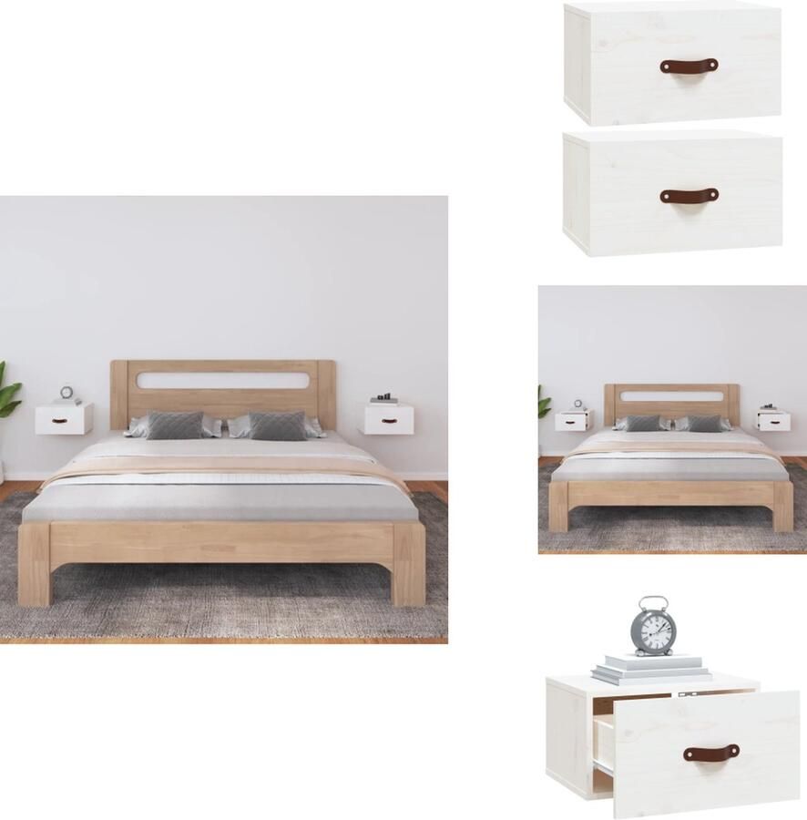 VidaXL Wandnachtkastje Wandnachtkastjes Wandgemonteerd Nachtkastje Wandgemonteerd Bedkastje Nachtkastjes 2 st wandgemonteerd 40x29 5x22 cm wit