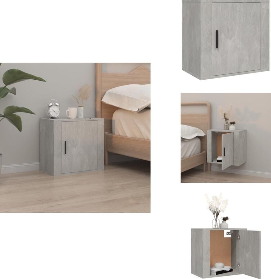 VidaXL Wandnachtkastje Wandnachtkastjes Wandgemonteerd Nachtkastje Wandgemonteerd Bedkastje Nachtkastje wandgemonteerd 50x30x47 cm betongrijs