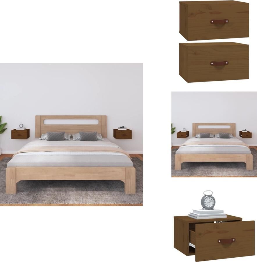 VidaXL Wandnachtkastje Wandnachtkastjes Wandgemonteerd Nachtkastje Wandgemonteerd Bedkastje Nachtkastjes 2 st wandgemonteerd 40x29 5x22 cm honingbruin