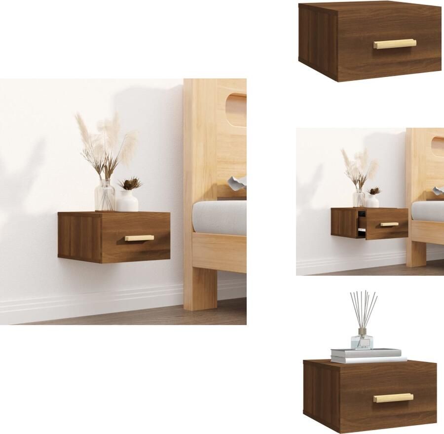 VidaXL Wandnachtkastje Wandnachtkastjes Wandgemonteerd Nachtkastje Wandgemonteerd Bedkastje Nachtkastje wandgemonteerd 35x35x20 cm bruineikenkleurig