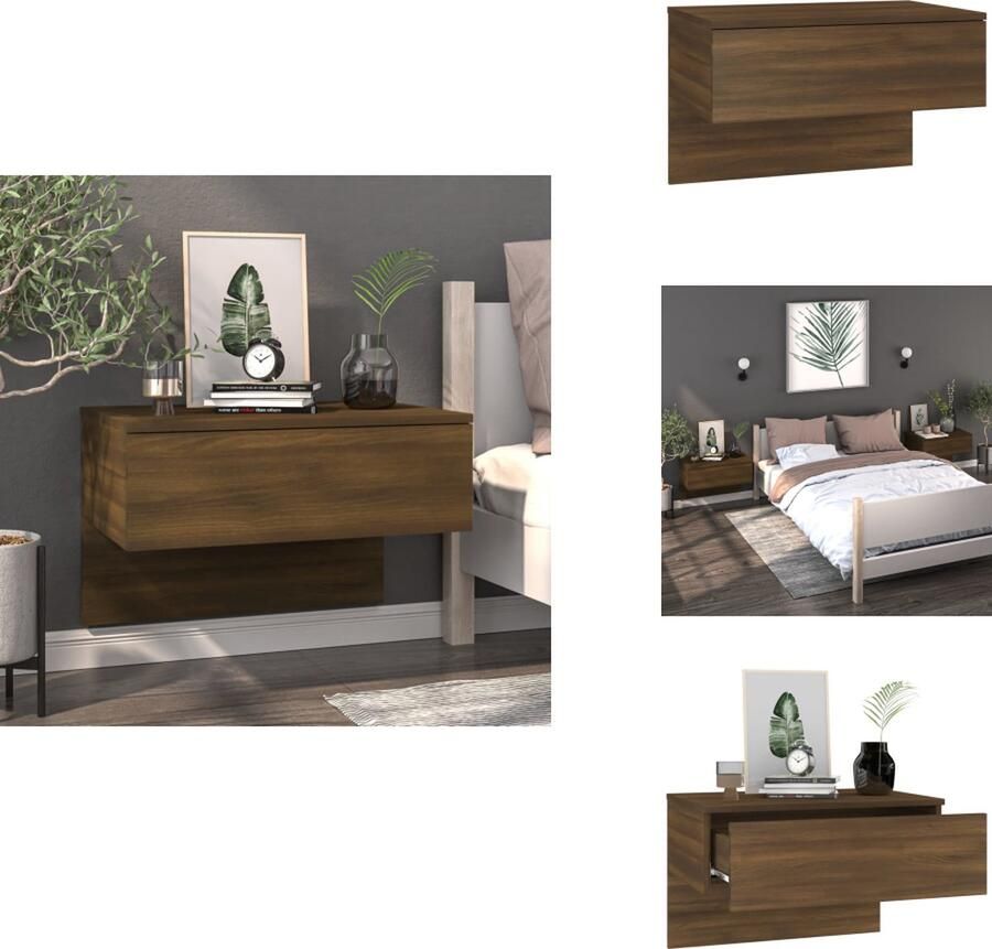 VidaXL Wandnachtkastje Wandnachtkastjes Wandgemonteerd Nachtkastje Wandgemonteerd Bedkastje Nachtkastje wandgemonteerd bruineikenkleurig