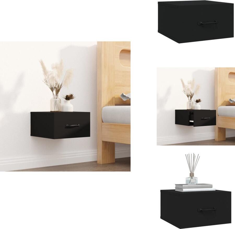 VidaXL Wandnachtkastje Wandnachtkastjes Wandgemonteerd Nachtkastje Wandgemonteerd Bedkastje Nachtkastje wandgemonteerd 35x35x20 cm zwart