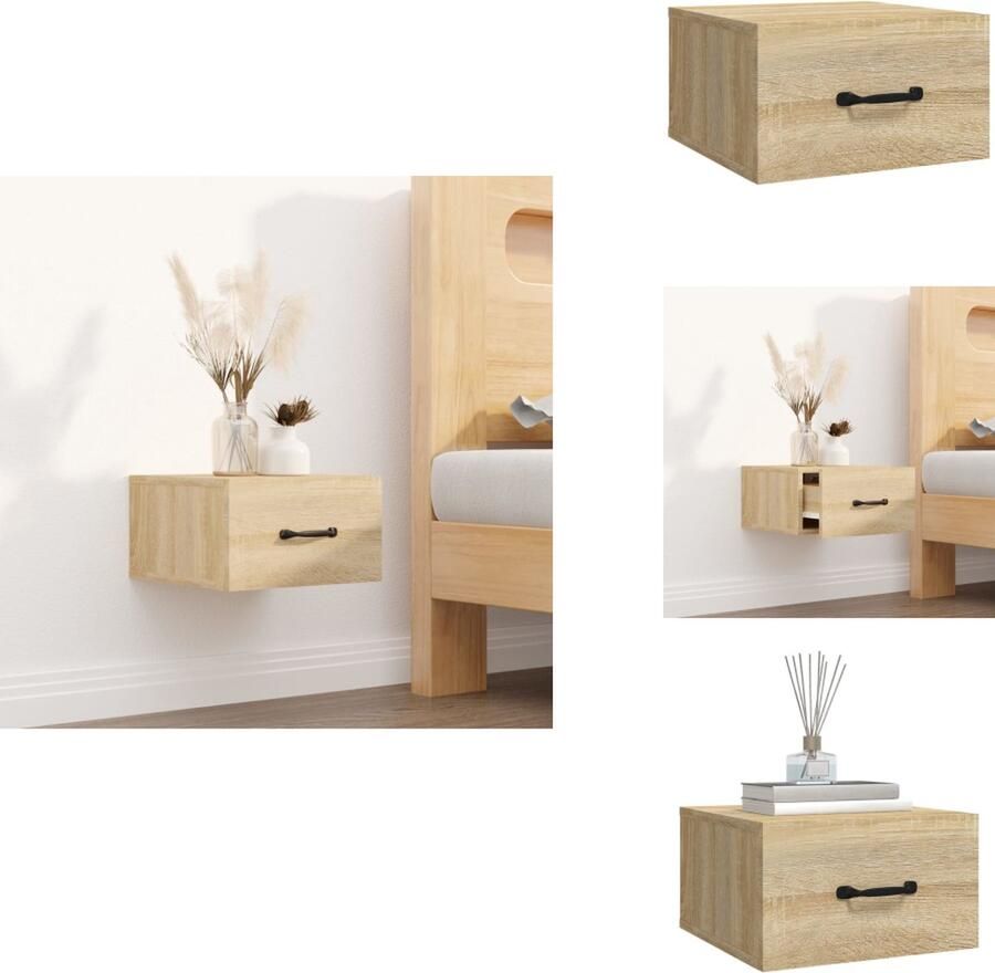 VidaXL Wandnachtkastje Wandnachtkastjes Wandgemonteerd Nachtkastje Wandgemonteerd Bedkastje Nachtkastje wandgemonteerd 35x35x20 cm sonoma eikenkleurig