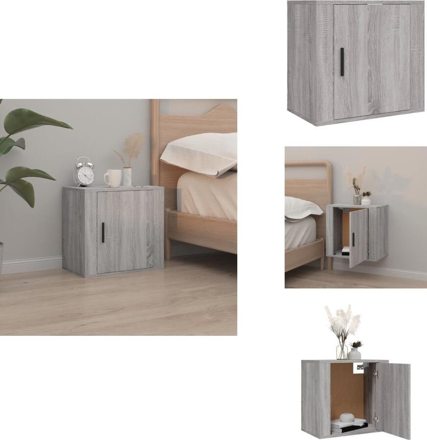 VidaXL Wandnachtkastje Wandnachtkastjes Wandgemonteerd Nachtkastje Wandgemonteerd Bedkastje Nachtkastje wandgemonteerd 50x30x47 cm grijs sonoma eikenkleur