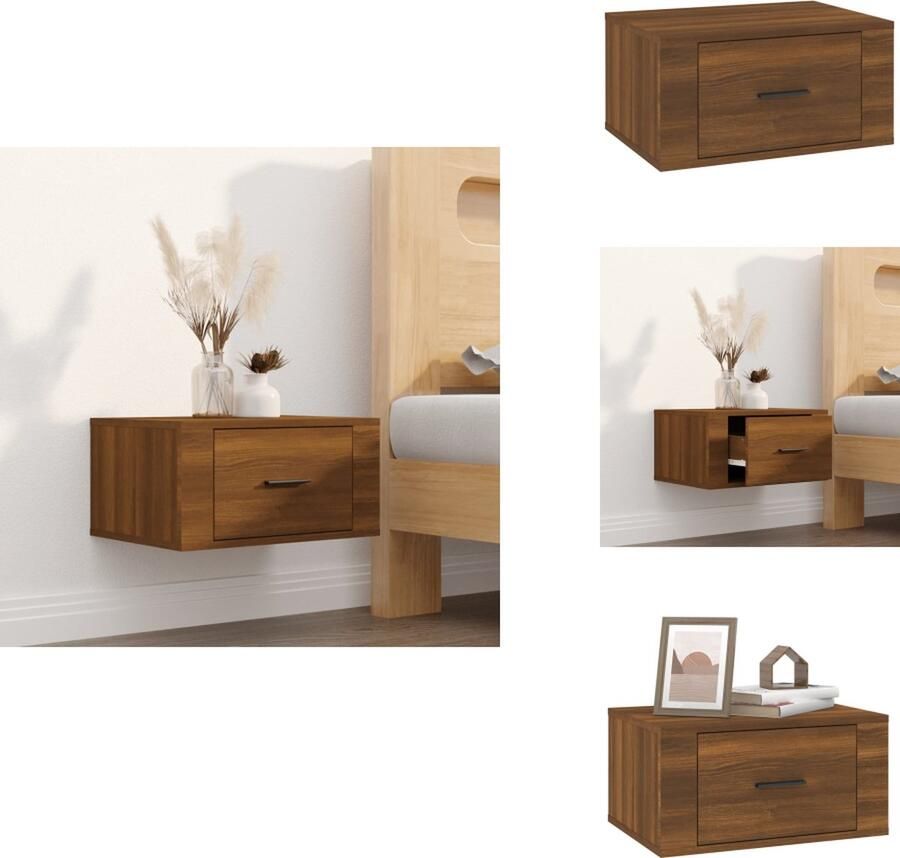 VidaXL Wandnachtkastje Wandnachtkastjes Wandgemonteerd Nachtkastje Wandgemonteerd Bedkastje Nachtkastje wandgemonteerd 50x36x25 cm bruineikenkleurig