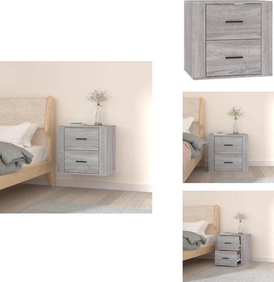 VidaXL Wandnachtkastje Wandnachtkastjes Wandgemonteerd Nachtkastje Wandgemonteerd Bedkastje Nachtkastje wandgemonteerd 50x36x47 cm grijs sonoma eikenkleur