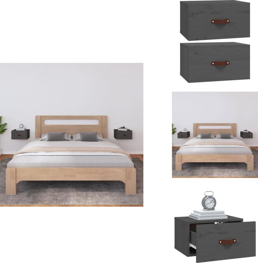 VidaXL Wandnachtkastje Wandnachtkastjes Wandgemonteerd Nachtkastje Wandgemonteerd Bedkastje Nachtkastjes 2 st wandgemonteerd 40x29 5x22 cm grijs