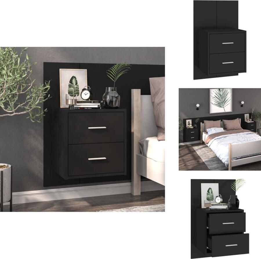 VidaXL Wandnachtkastje Wandnachtkastjes Wandgemonteerd Nachtkastje Wandgemonteerd Bedkastje Nachtkastje wandgemonteerd zwart