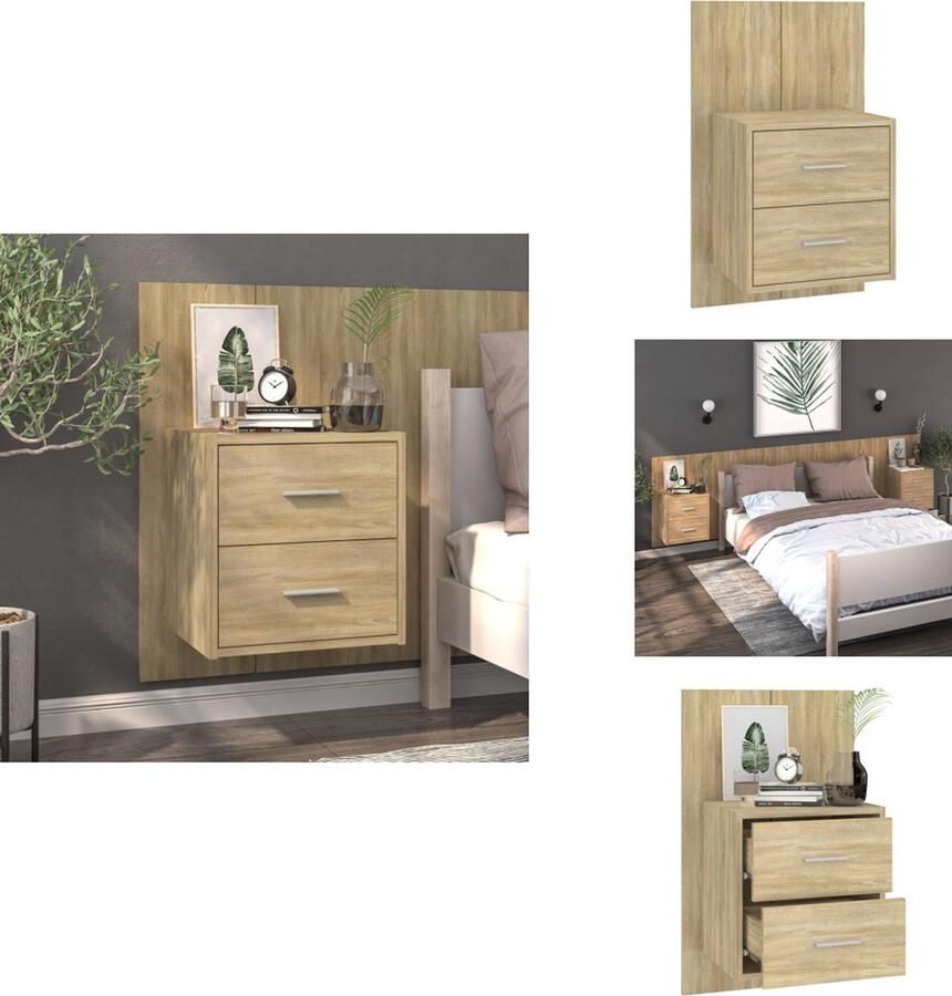 VidaXL Wandnachtkastje Wandnachtkastjes Wandgemonteerd Nachtkastje Wandgemonteerd Bedkastje Nachtkastje wandgemonteerd sonoma eikenkleurig