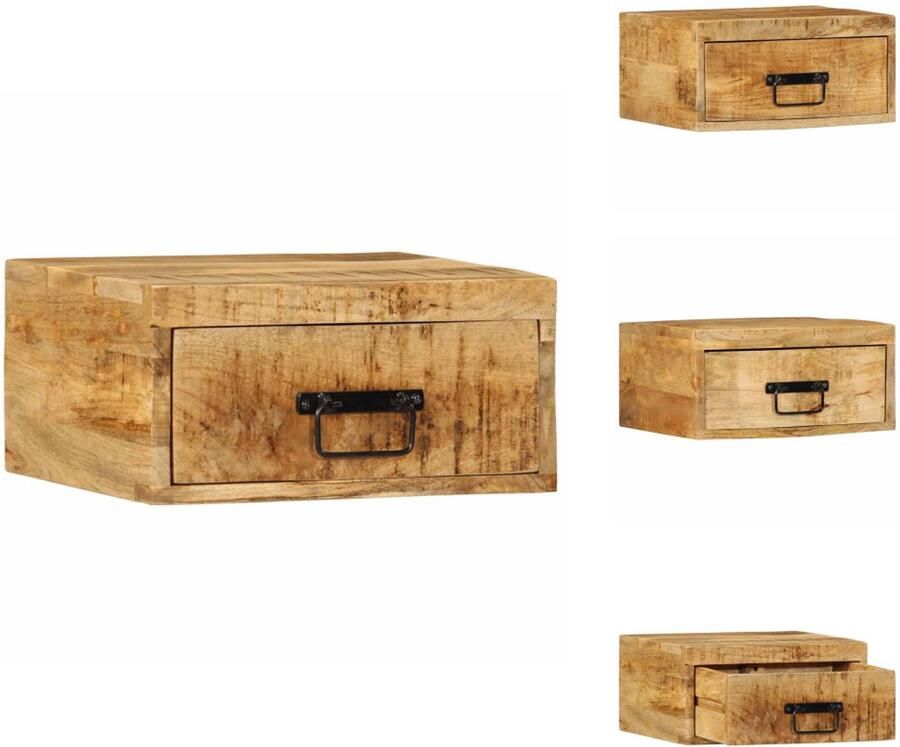 VidaXL Wandnachtkastje Wandnachtkastjes Wandgemonteerd Nachtkastje Wandgemonteerd Bedkastje Nachtkastje wandgemonteerd massief ruw mangohout