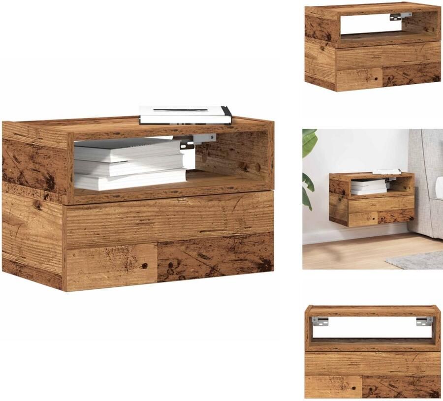 VidaXL Wandnachtkastje Wandnachtkastjes Wandgemonteerd Nachtkastje Wandgemonteerd Bedkastje Nachtkastje wandgemonteerd 45x26x28 5 cm oud houtkleurig