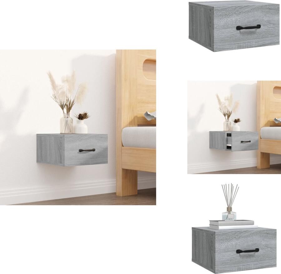 VidaXL Wandnachtkastje Wandnachtkastjes Wandgemonteerd Nachtkastje Wandgemonteerd Bedkastje Nachtkastje wandgemonteerd 35x35x20 cm grijs sonoma eikenkleur