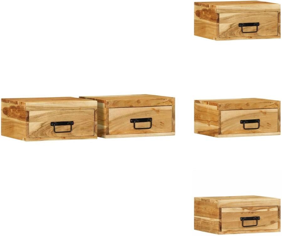VidaXL Wandnachtkastje Wandnachtkastjes Wandgemonteerd Nachtkastje Wandgemonteerd Bedkastje Nachtkastjes 2 st wandgemonteerd massief acaciahout