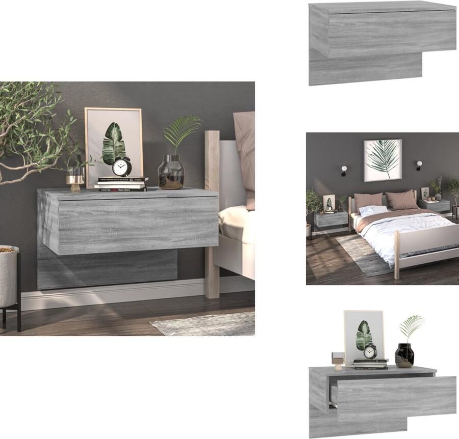 VidaXL Wandnachtkastje Wandnachtkastjes Wandgemonteerd Nachtkastje Wandgemonteerd Bedkastje Nachtkastje wandgemonteerd grijs sonoma eikenkleurig