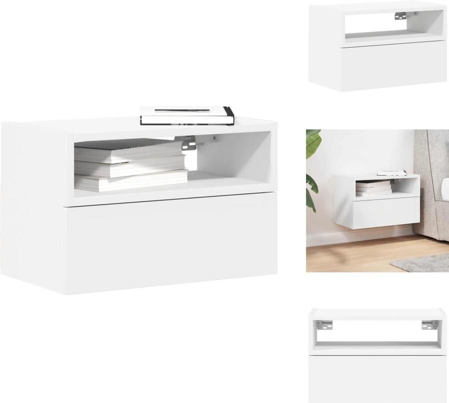 VidaXL Wandnachtkastje Wandnachtkastjes Wandgemonteerd Nachtkastje Wandgemonteerd Bedkastje Nachtkastje wandgemonteerd 45x26x28 5 cm wit