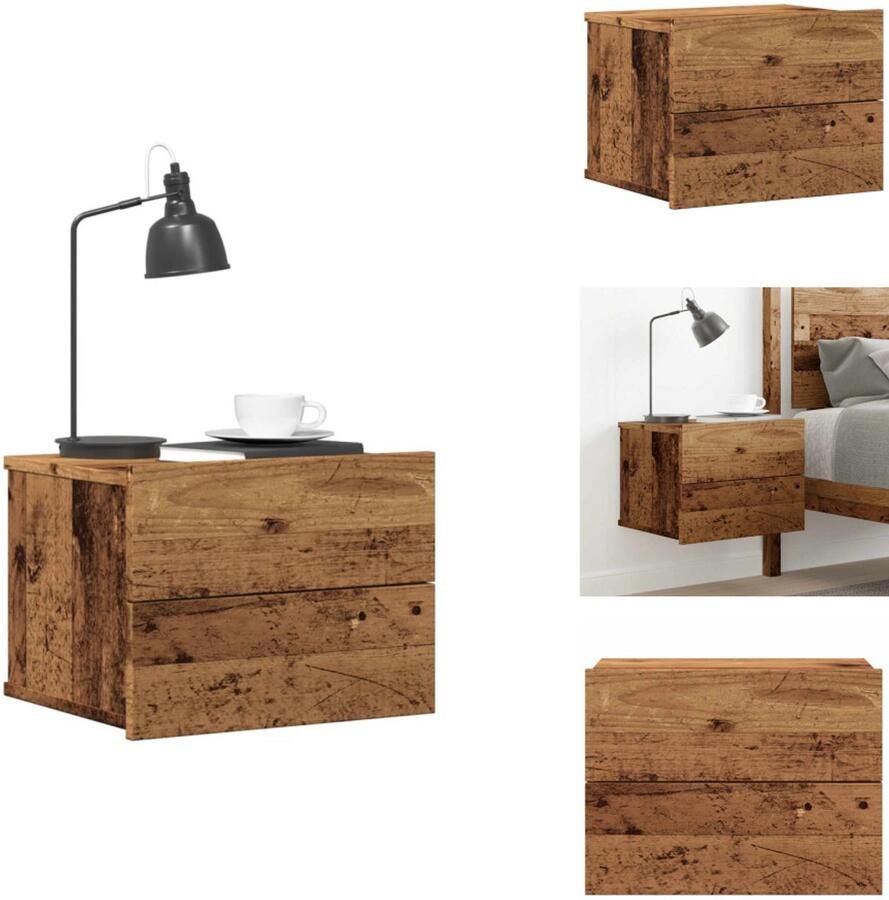 VidaXL Wandnachtkastje Wandnachtkastjes Wandgemonteerd Nachtkastje Wandgemonteerd Bedkastje Nachtkastje wandgemonteerd 40x32x30 cm oud houtkleurig