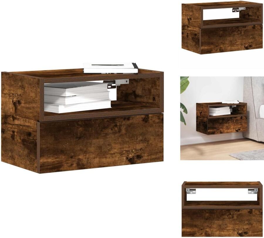 VidaXL Wandnachtkastje Wandnachtkastjes Wandgemonteerd Nachtkastje Wandgemonteerd Bedkastje Nachtkastje wandgemonteerd 45x26x28 5 cm gerookt eikenkleurig