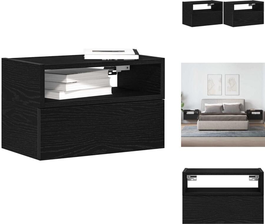 VidaXL Wandnachtkastje Wandnachtkastjes Wandgemonteerd Nachtkastje Wandgemonteerd Bedkastje Nachtkastjes 2 st wandgemonteerd 45x26x28 5 cm zwart