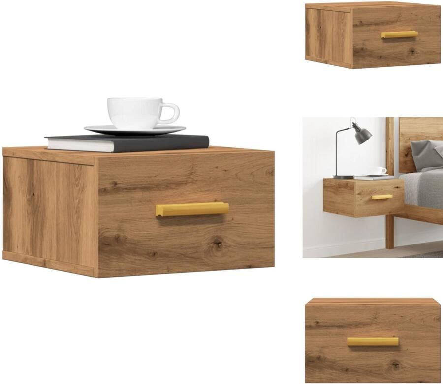 VidaXL Wandnachtkastje Wandnachtkastjes Wandgemonteerd Nachtkastje Wandgemonteerd Bedkastje Nachtkastje wandgemonteerd 35x35x20 cm artisanaal eikenkleur