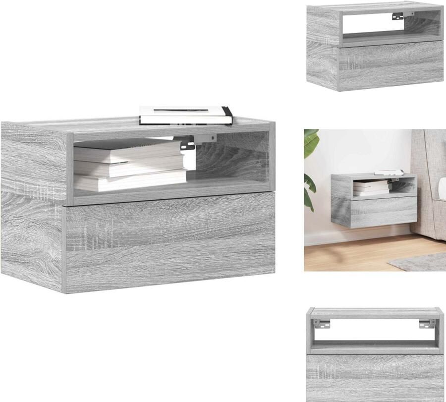 VidaXL Wandnachtkastje Wandnachtkastjes Wandgemonteerd Nachtkastje Wandgemonteerd Bedkastje Nachtkastje wandgemonteerd 45x26x28 5cm grijs sonoma eikenkleur
