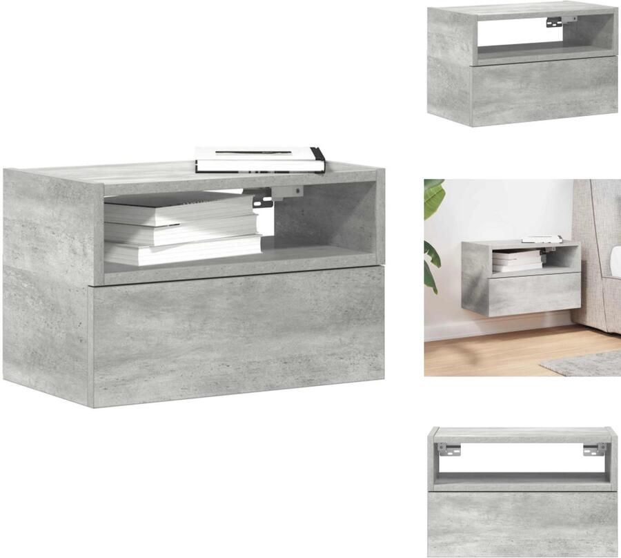 VidaXL Wandnachtkastje Wandnachtkastjes Wandgemonteerd Nachtkastje Wandgemonteerd Bedkastje Nachtkastje wandgemonteerd 45x26x28 5 cm betongrijs