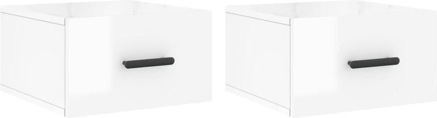 VidaXL Wandnachtkastjes 2 st hoogglans wit Wandlamp Nachtlamp Badkamermeubel Houten Meubels Minimalistische Meubelen Woonaccessoires Slaapkamersdecoratie Vintage Meubelstuk - Foto 2