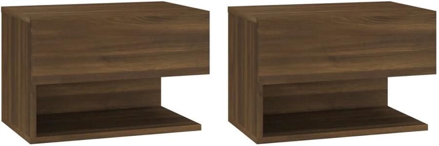 VidaXL Wandnachtkastjes Bruin Eiken Set van 2 Wandlamp Nachtlamp Bergruimte Badkamermeubelen Houten Meubel Slaapkamerdecoratie Compact Meubilair