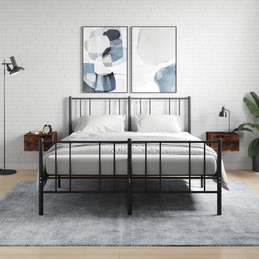 VidaXL Wandnachtkastjes Gerookt Eiken Set van 2 Wandkasten Nachtkastjes Houten Kasten Bruine Meubels Slaapkamerdecoratie Bergruimte Minimalistisch Design Compact Meubel - Foto 2