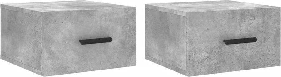 VidaXL Wandnachtkastjes Set Betongrijs Design Wandlamp Nachtlamp Bergruimte Badkamermeubel Woonkamerdecoratie Minimalistische Meubels Grijze Meubel Houten Meubelen